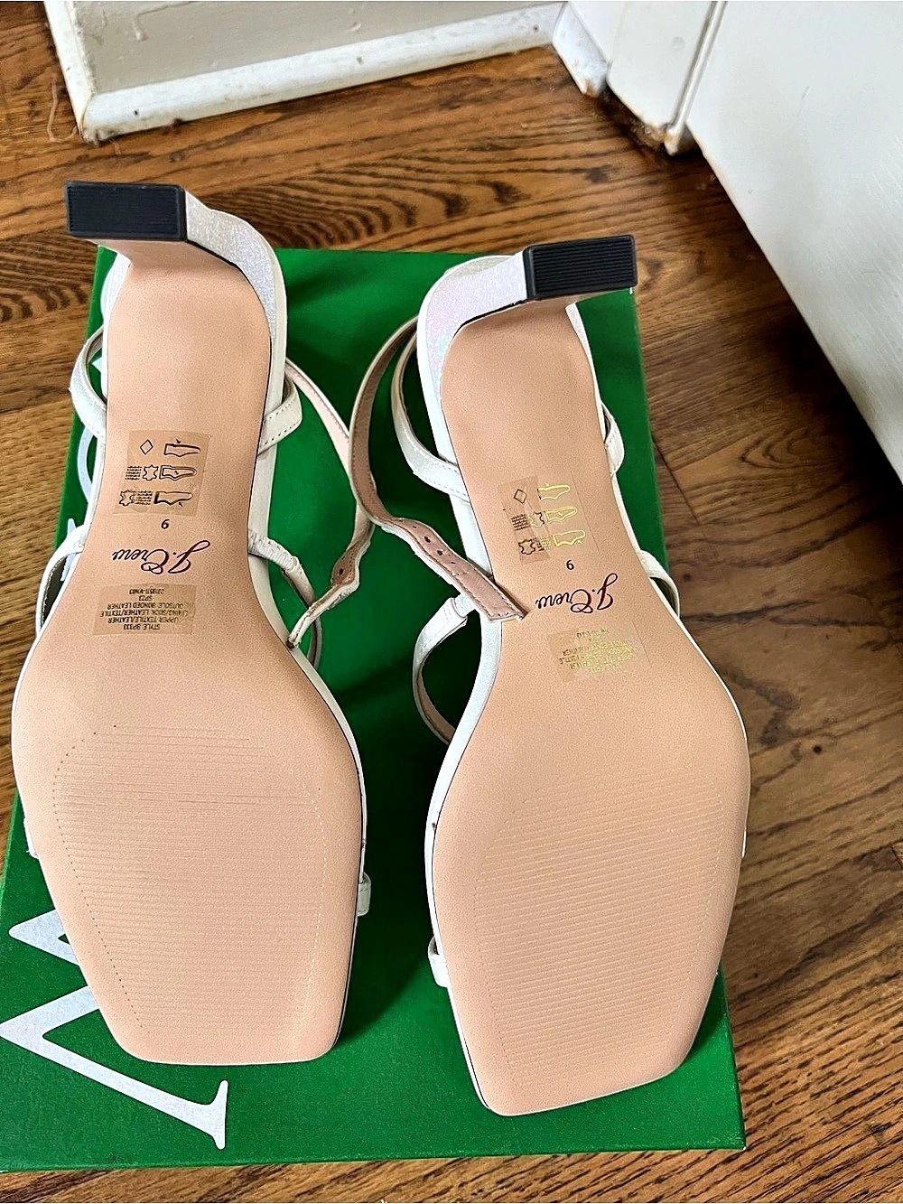J. CREW Ava Strappy Glitter Heels in Satin White US 9